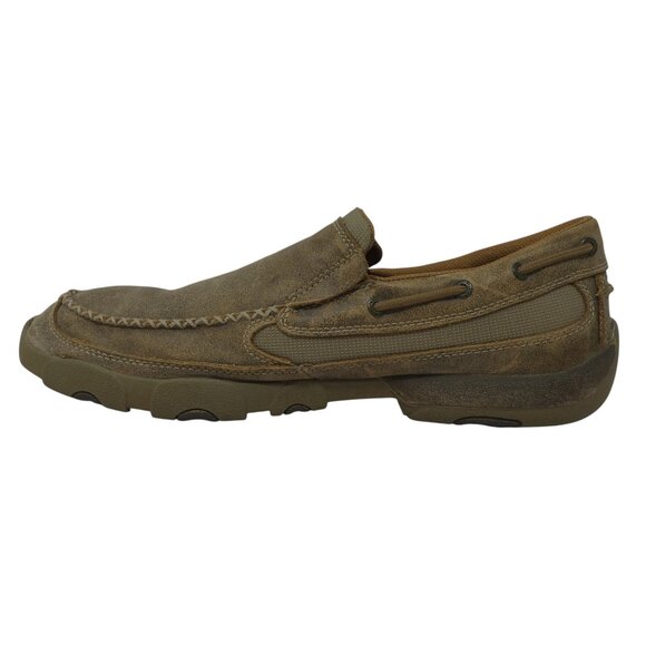 Twisted X Brown Leather Work Slip On Driving Moc Loafers main image 7